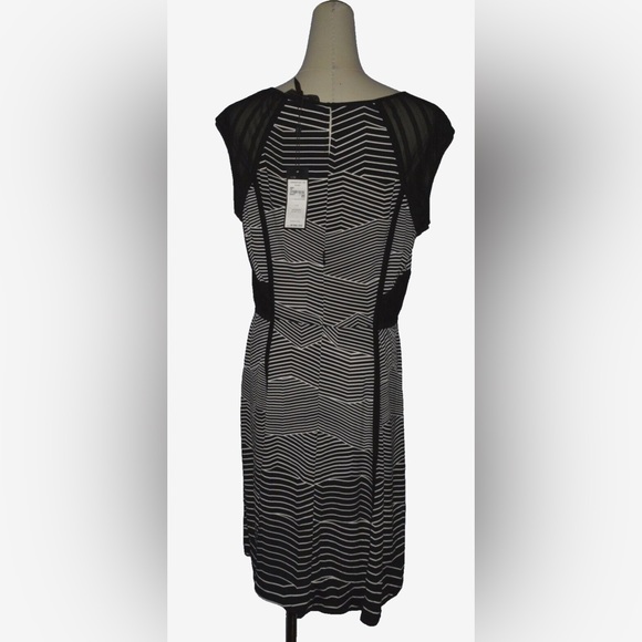 BCBGMAXAZRIA ILANA NEW $198 NWT SZ L LARGE BLACK WHITE STRIPES SLEEVELESS DRESS - Picture 7 of 15